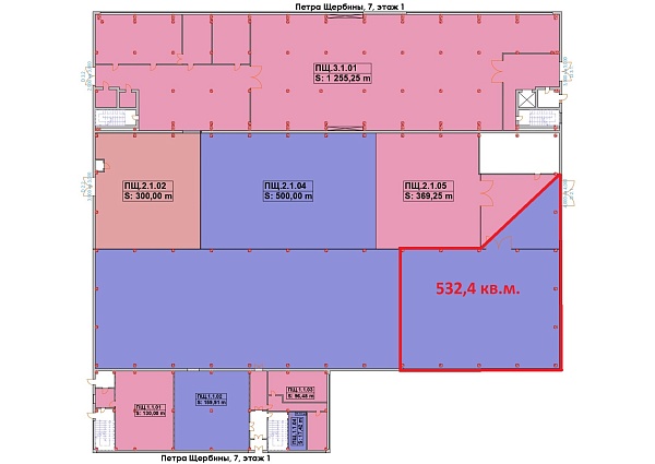 Помещение свободного назначения 532,4 кв.м., ул. Петра Щербины 7